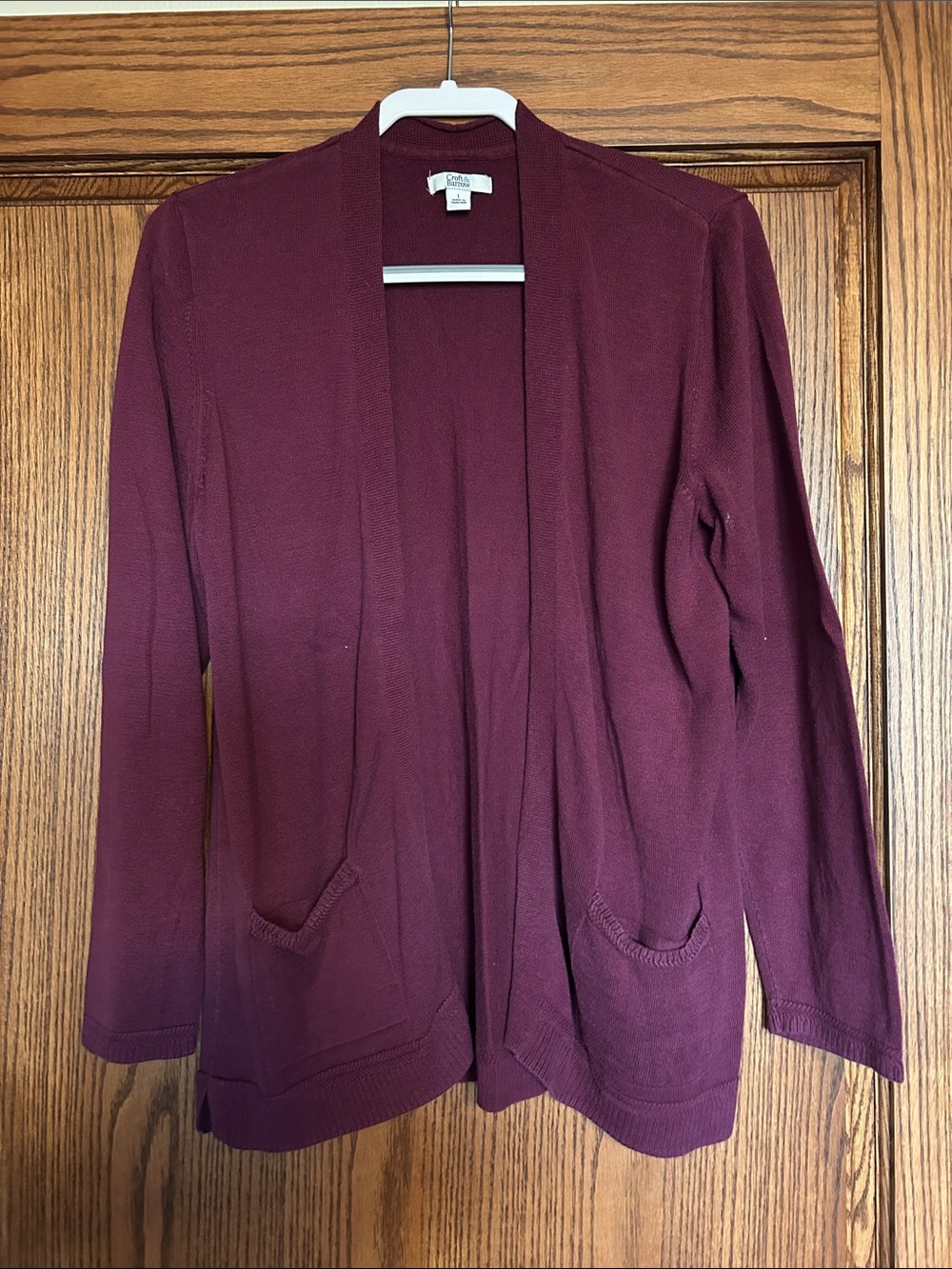 croft & barrow Open-Front Cardigan - Burgundy